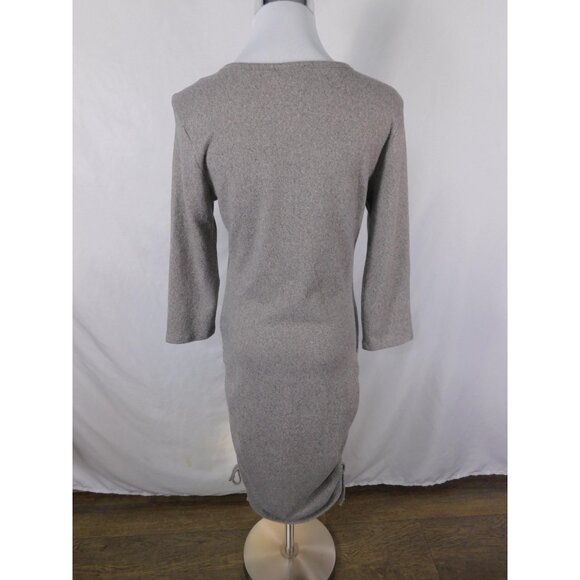 Discreet Dress Womens Large Gray Ruched Side Drawstring 3/4 Sleeve KL5081N - Picture 6 of 14